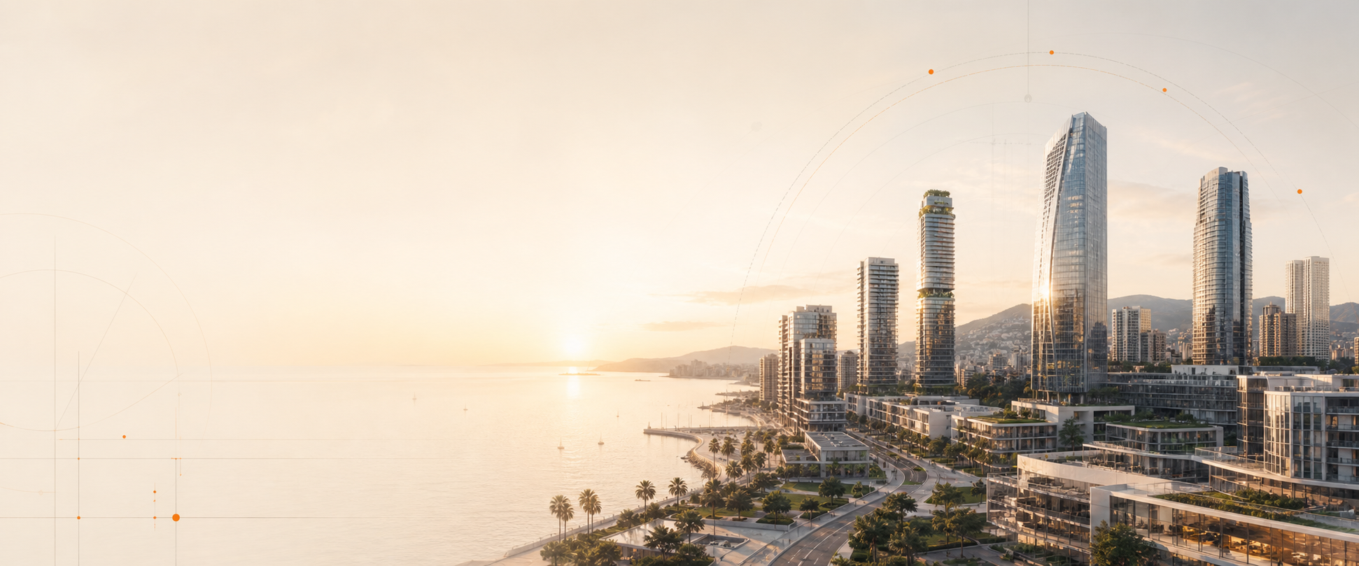 Alberdi Investment vizyonunu temsil eden modern Akdeniz kıyı şehri