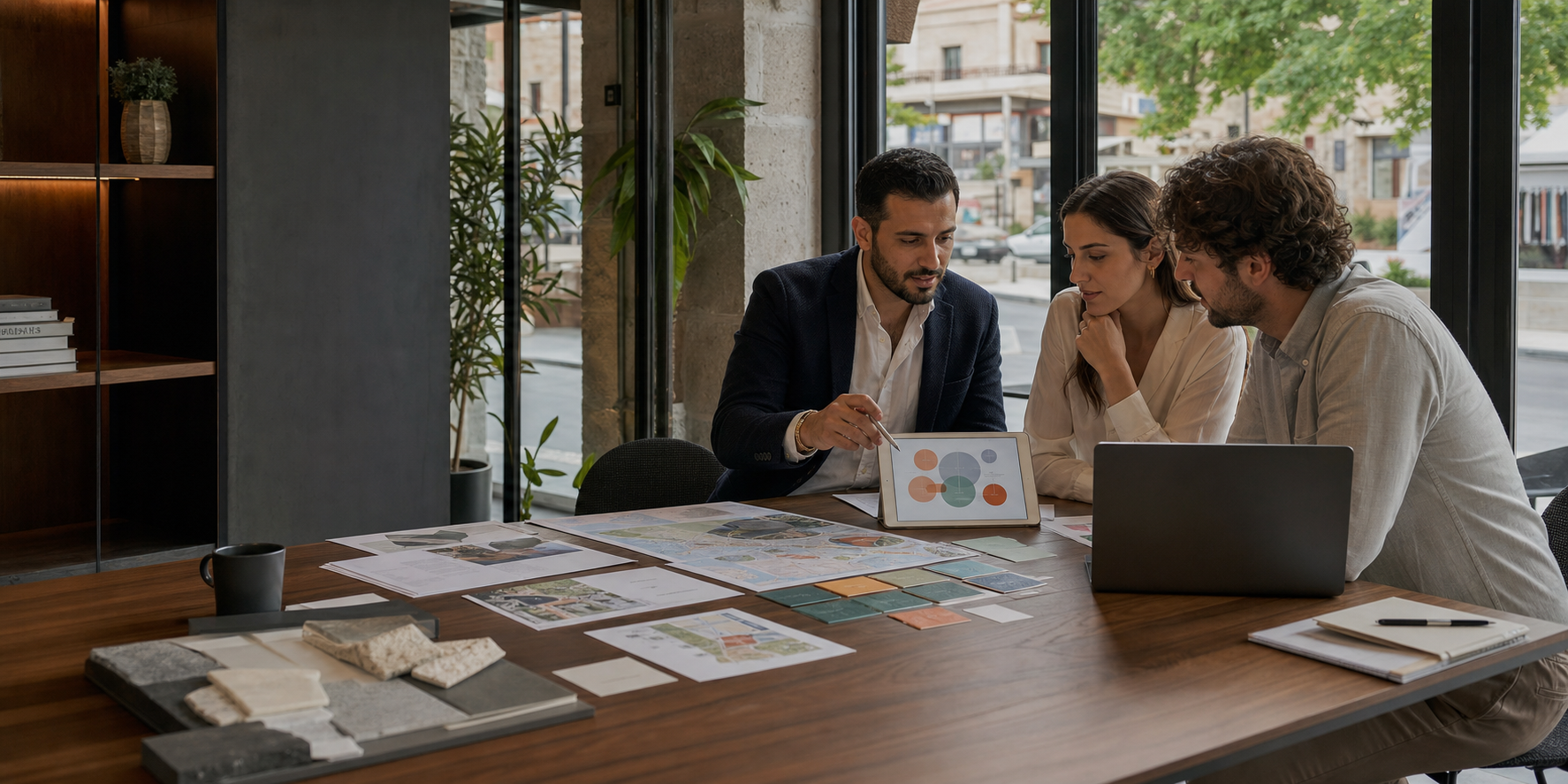 İş modeli, pazar ve operasyon planı üzerinde çalışan girişimciler ve iş danışmanı